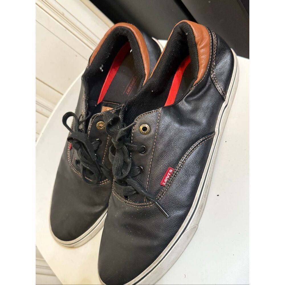 Levi's Men's Faux Leather Comfort Low Top Fashion Sneakers Black Size 13